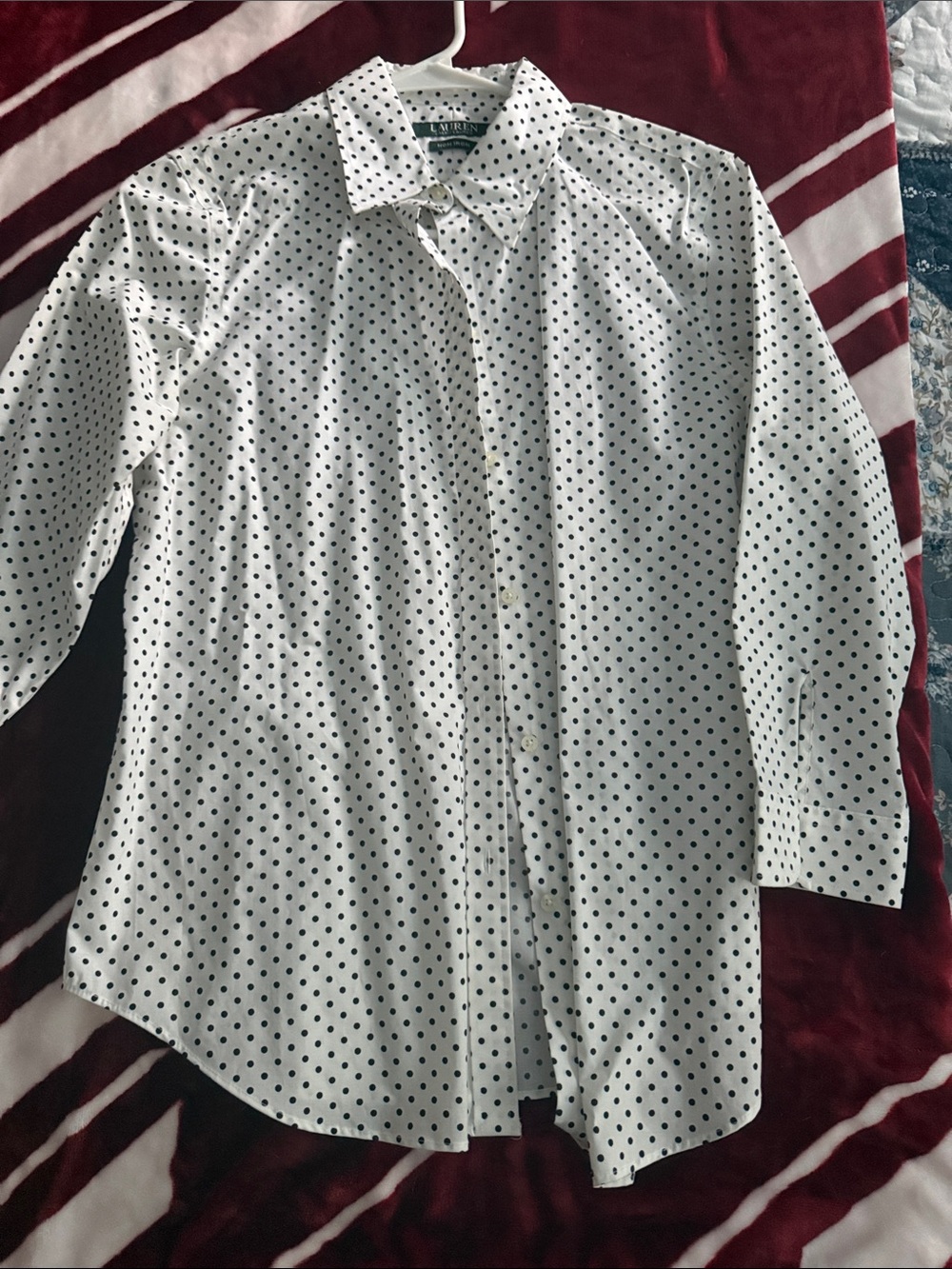 Lauren Ralph Lauren White Button-Down Shirt with Black Polka Dots - Kids
